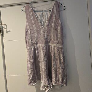BP. Embroidered Sleeveless V-Neck Romper | Size Large | Lavender